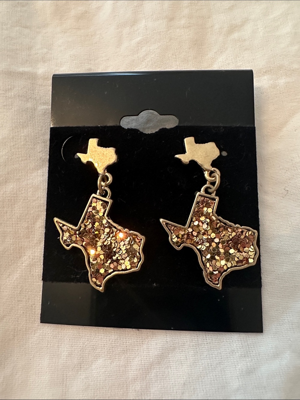 Sparkly Gold Texas Earrings
